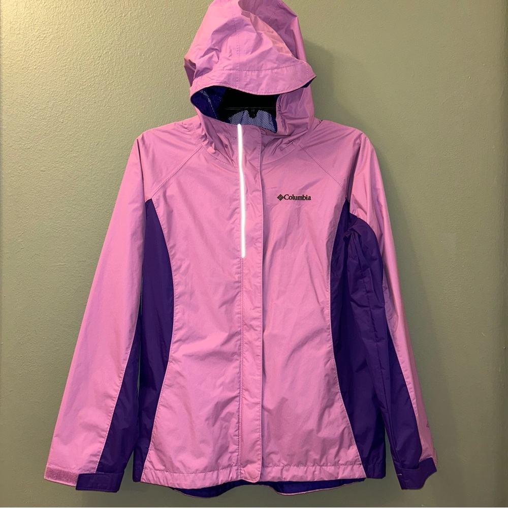 Girls COLUMBIA Jacket Windbreaker Raincoat Purple size XL 18-20